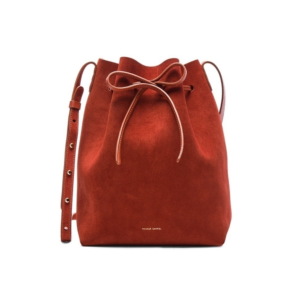 Mansur Gavriel Mini Bucket Bag Brick Suede